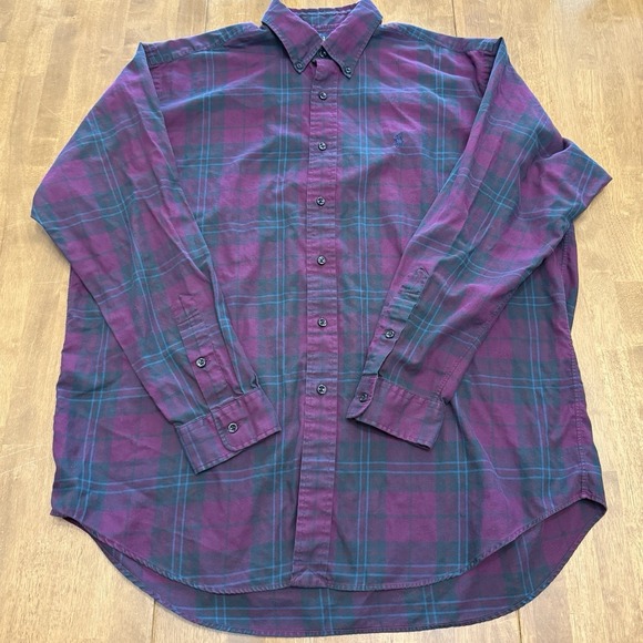 Ralph Lauren shirt men's large Blake plaid blue pony cotton button down preppy - Picture 4 of 10